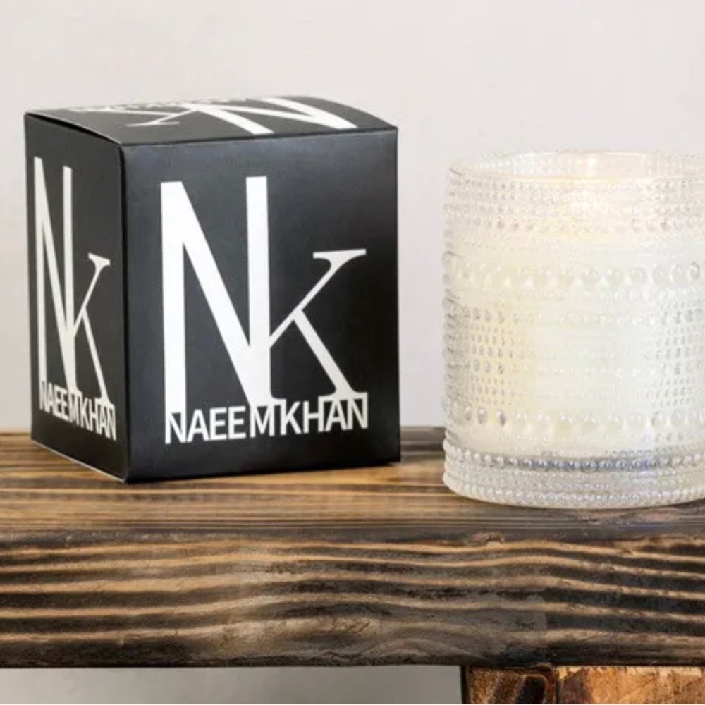 🌹 NAEEM KHAN 🌹 Rose Glass Beaded Candle Elegant Romantic Decor New in Box NIB